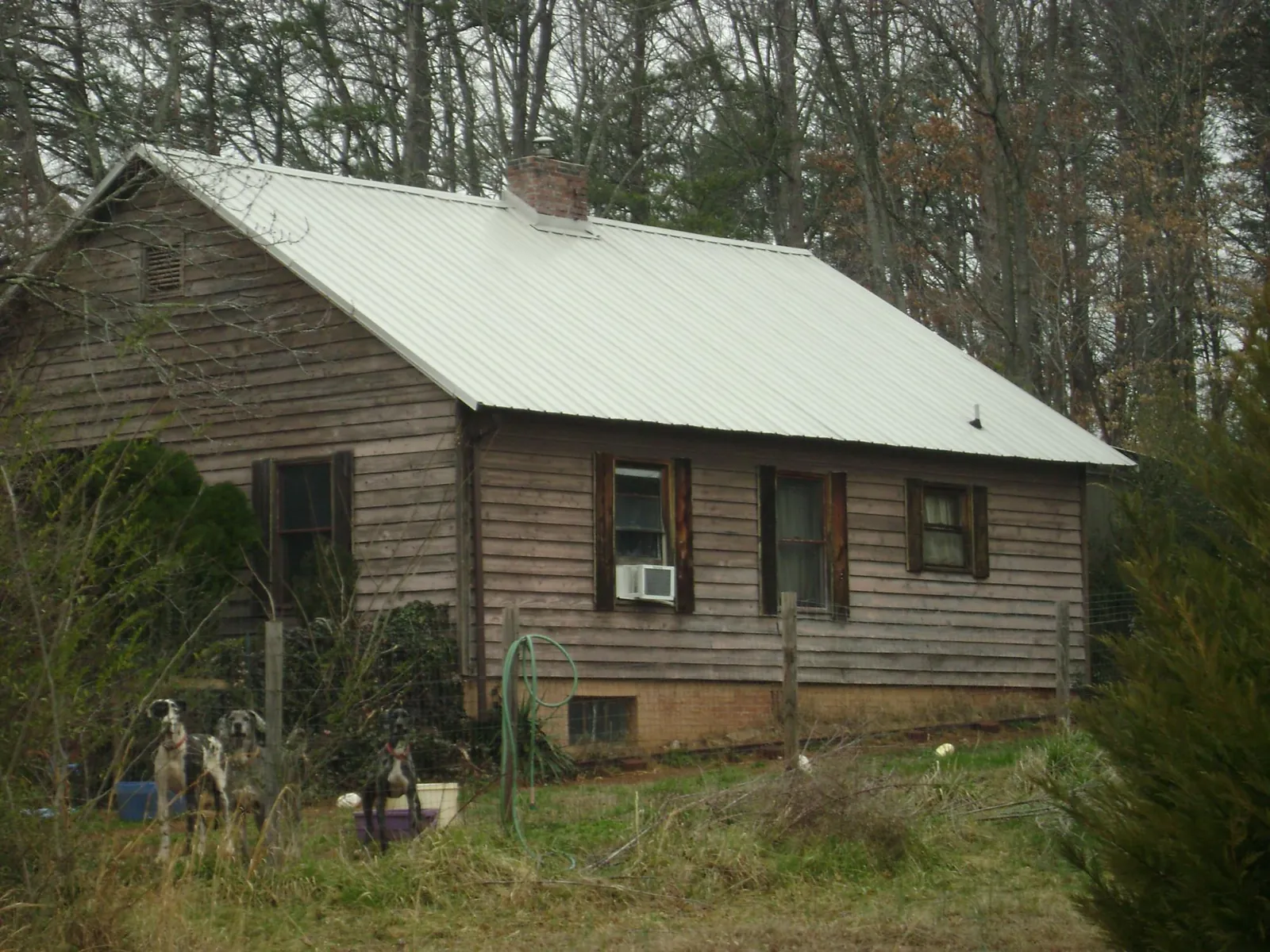 White metal roof on an old wood sided farmhouse, from a Asphalt Shingle Roof Repair job in Cheshire